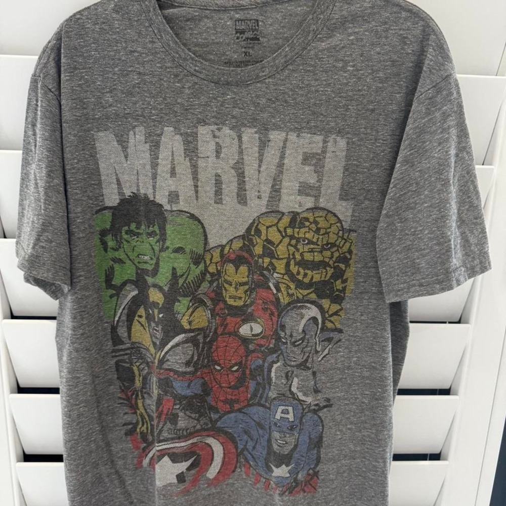 Unisex Grey Marvel Comics cotton t-shirt